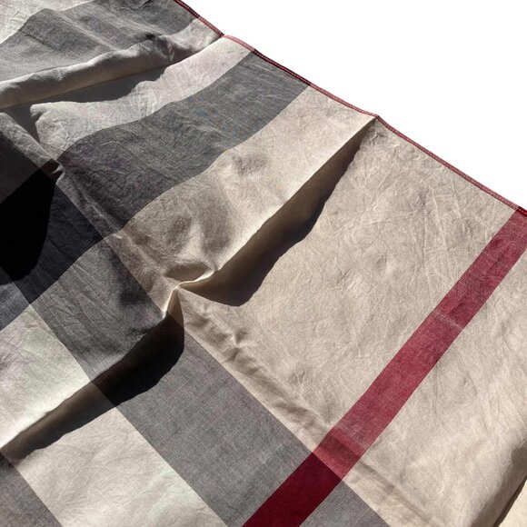 Burberry London Long Rectangular Fringe Scarf Cotton Nova Check Plaid Unisex 55" - Picture 6 of 8